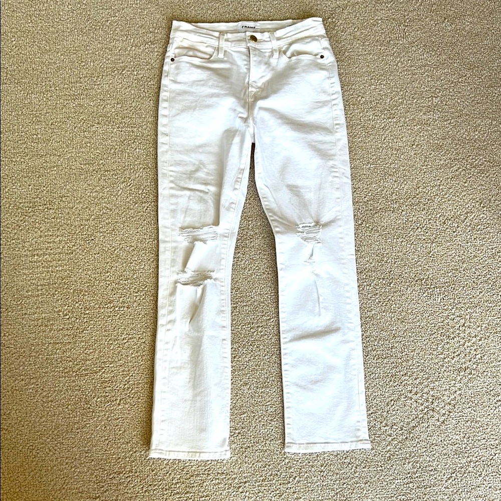 Women's White Distressed Jeans